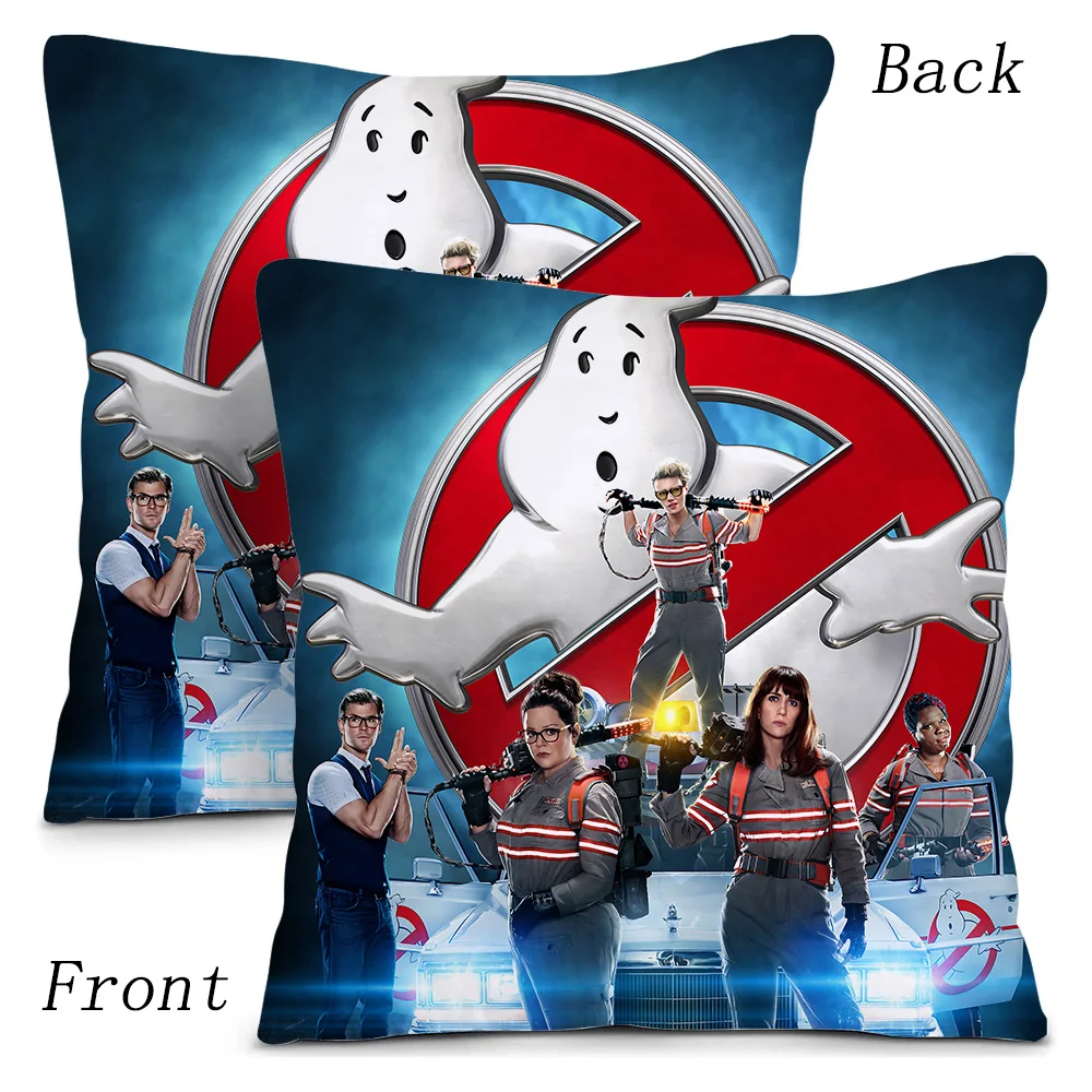 Movie Ghostbusters Pillow Covers Cartoon Sofa Decorative Home Double-sided Printing Short Plush Cute Cushion Cover