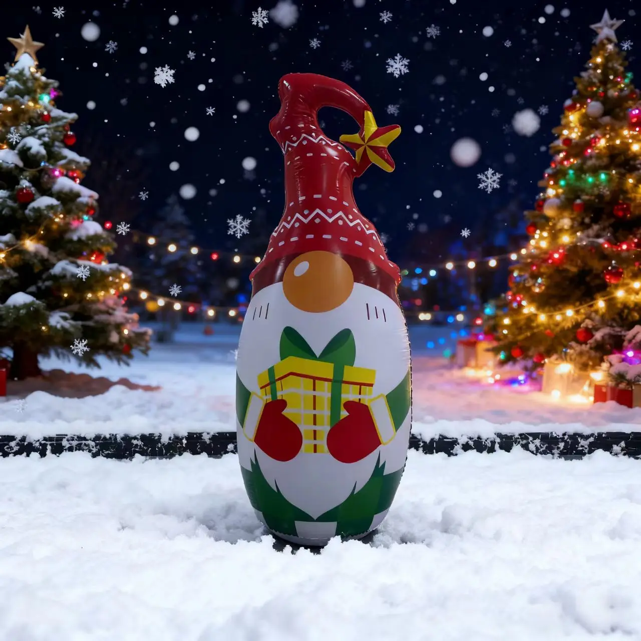 Inflatable Christmas Kit Glowing Yard Ornaments Holiday Decorations Christmas Ball Snowman Topple Gift Box Santa Claus