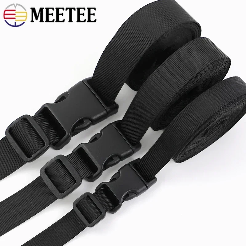 

15/20/25mm Dog Collar Close Repair Parts Black Plastic Buckles with Nylon Webbing Accessories for Handbags Release Belt Buckle