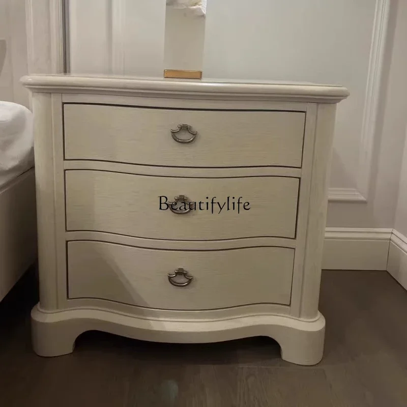 

ls 27Bedside table Solid wood retro bedside household bedroom storage Solid wood cabinet