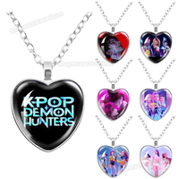 Cartoon Anime Movie Kpop Demon Hunters Necklace for Girls Time Gem Pendants Fashion Metal Chains Women Charms Accessories Gifts