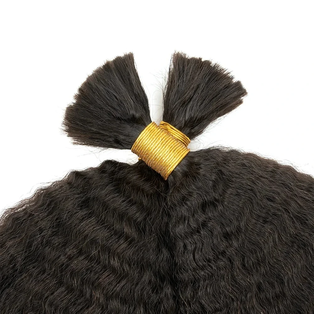 Kinky em linha reta cabelo em massa para trança cor natural virgem extensões de cabelo humano sem trama crochê tranças yaki cabelo reto em massa