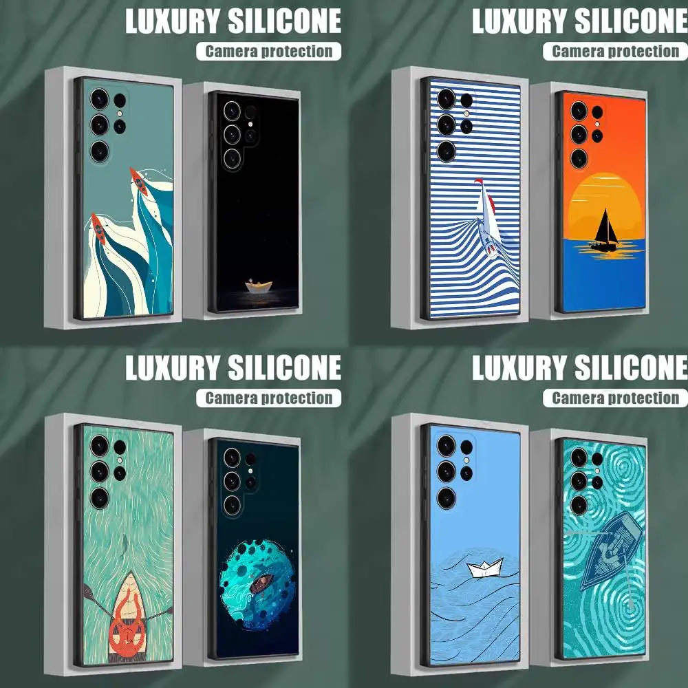 

Sailing Boat Phone Case For Samsung S25,S24,S23,S22,S21,S20,S10,Ultra,Plus,Lite,FE,Soft Silicone Black Cover