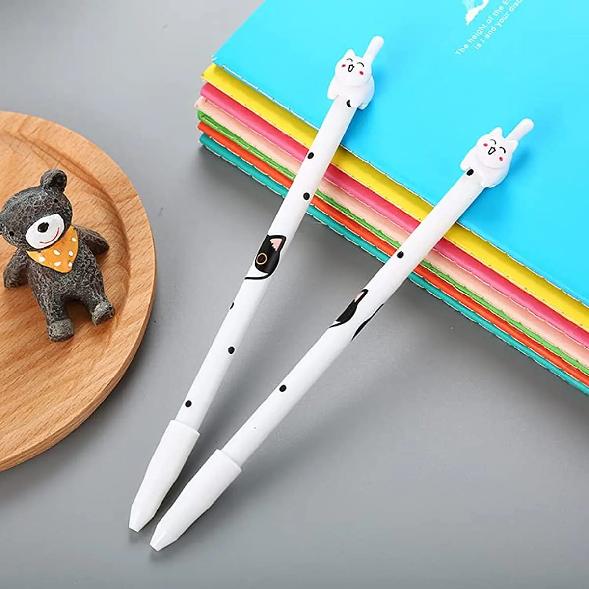 24 Pcs Black Gel Ink Pens Cartoon Stationery Kawaii Cat Pens School Kids Gift Children Students Prize Kawaii Stationery