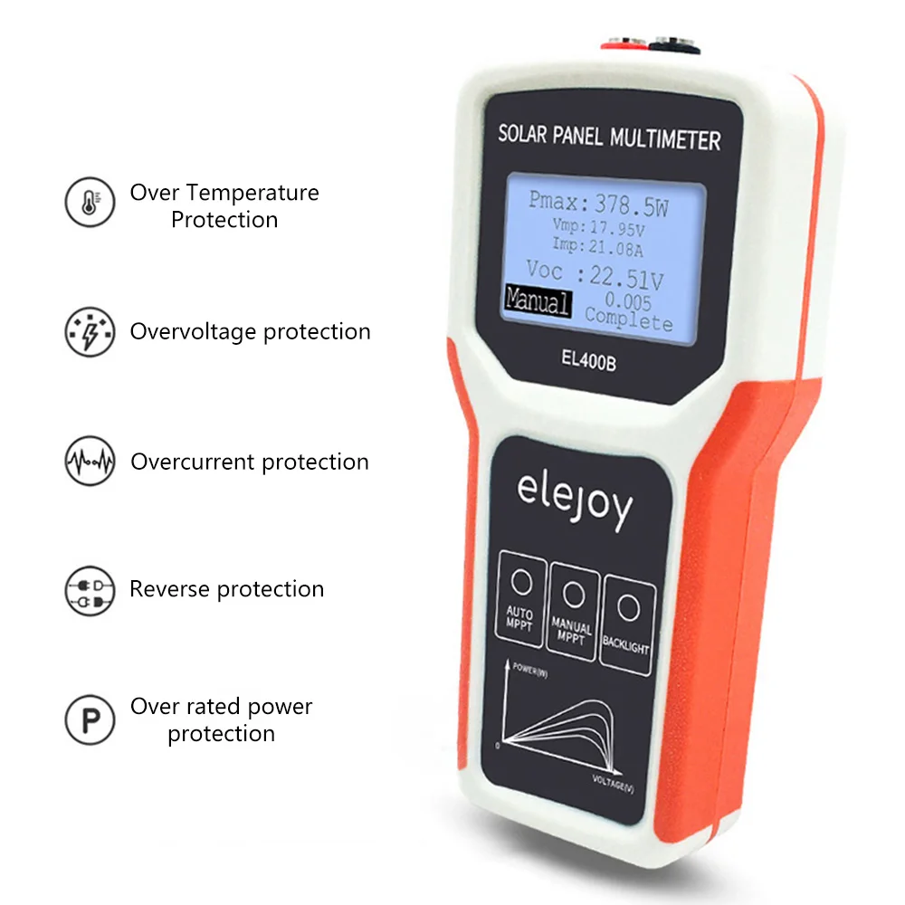 400W/800W/1600W Solar Panel Multimeter Photovoltaic Panel Tester Auto/Manual MPPT Detection LCD MPPT Tester Voltage Testing Tool