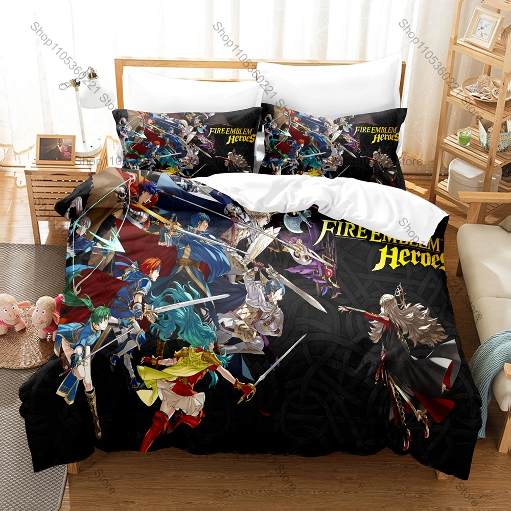 Fire Emblem Heroes Legendary Brave Units Fantasy Battle HD Print Bedding Set Duvet Cover 2 Pillowcases Polyester Game Room Decor