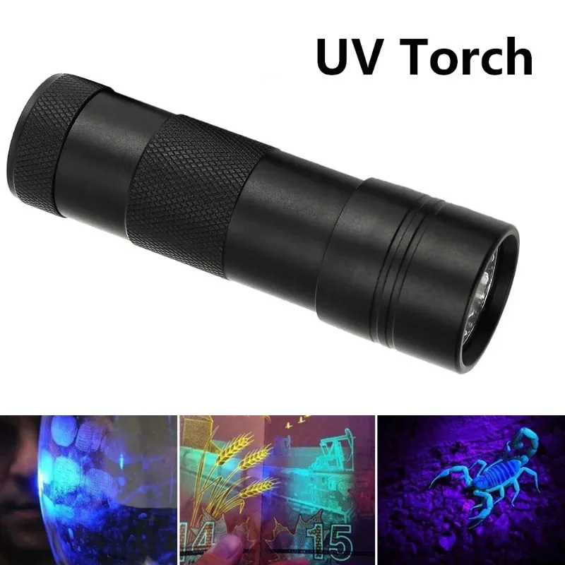 2-IN-1 LED UV Flashlight 3 Modes Retractable Ultraviolet Torches 395/365nm Pet Urine Stain Detector Lamps Portable Blacklight