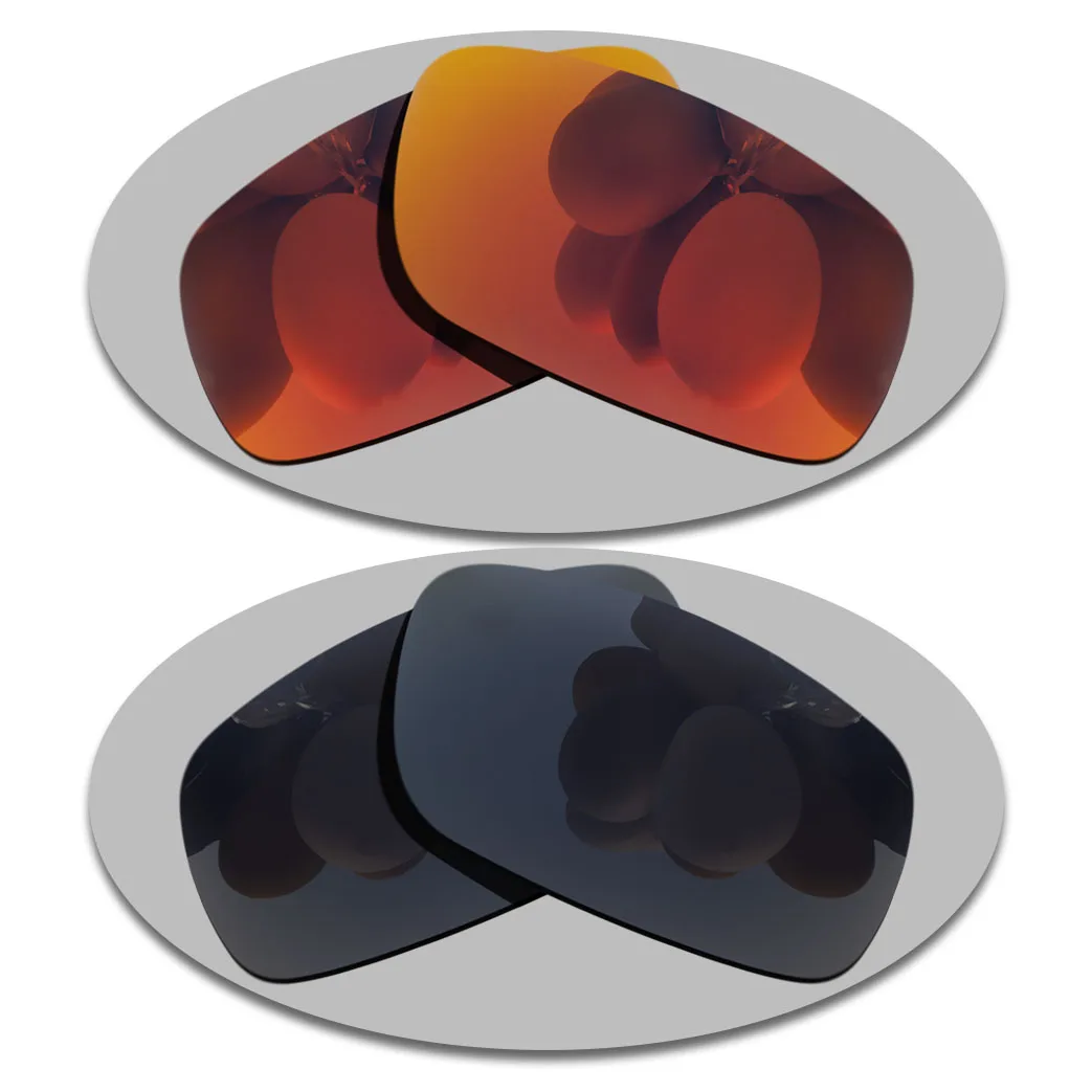 

Fire Red&Grey Black Lenses Replacement For-Oakley Crankshaft Polarized Sunglasses