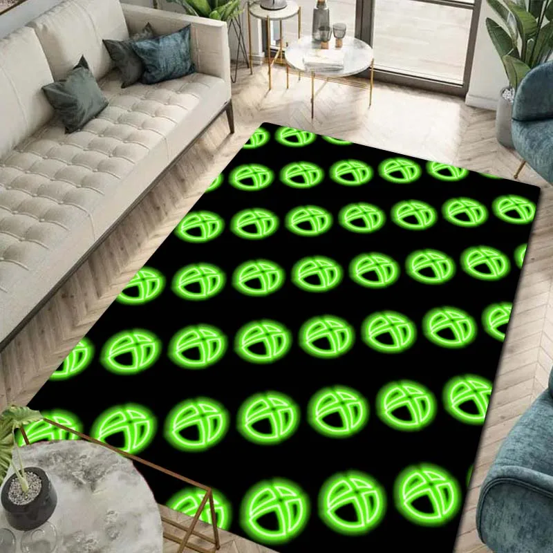 Xbox Gaming Symbol Print Flannel Area Rug Non-Slip Floor Mat For Game Room Bedroom Living Room Indoor Home Decor Holiday Gift