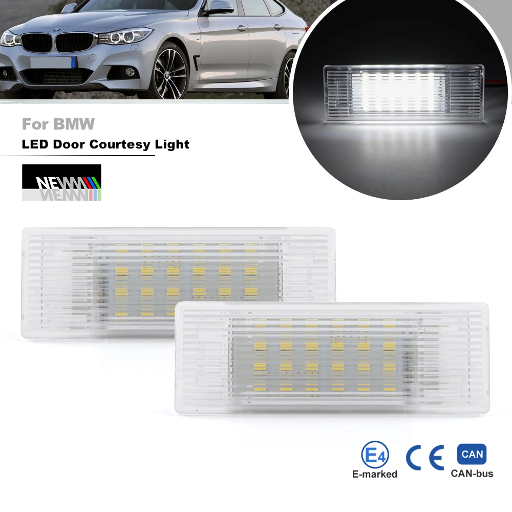 Fits For 2013-2020 BMW 3Series F34 LED F&R Door Courtesy Lights Replacement Full White Car Interior Welcome Puddle Lamps