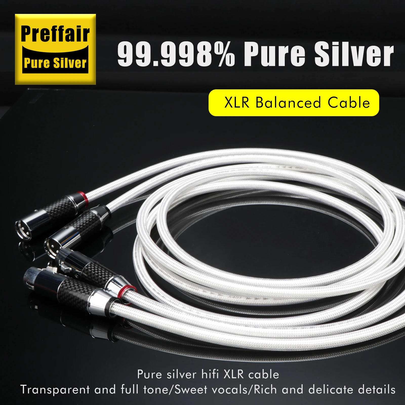 

Premium XLR Audio Cable Pure Silver Cable Xlr Carbon Fiber Male to Famale Solid PSS Silver-Plated xlr connectors Balanced cord