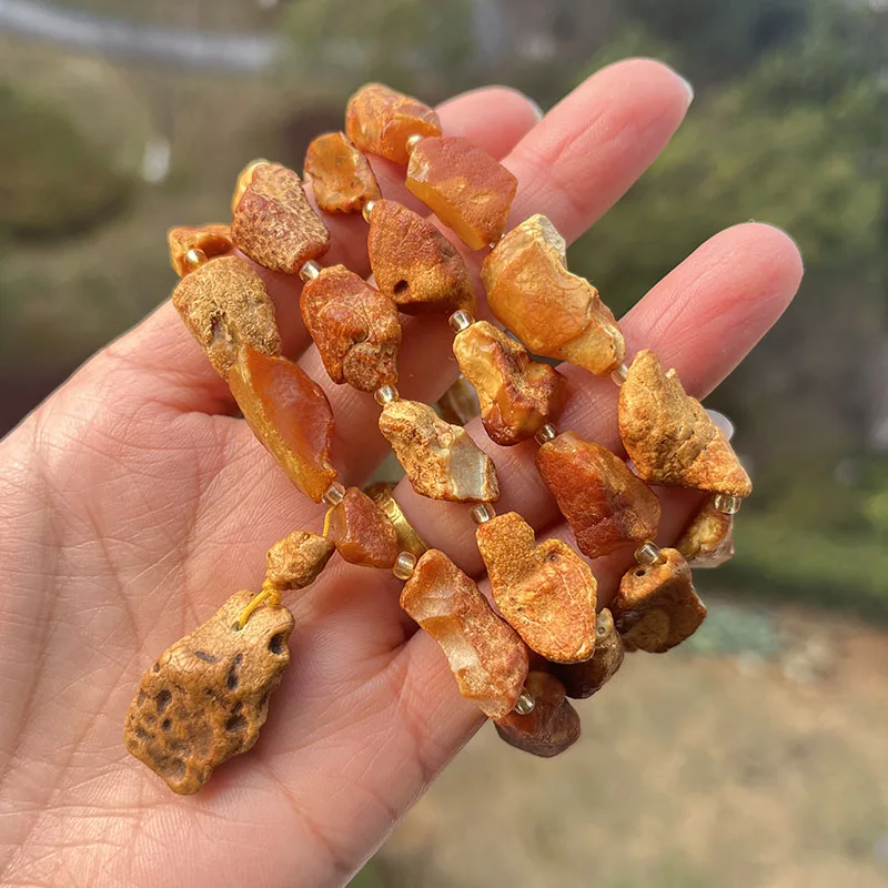 New 100% Original Amber Necklace for Unisex Good Smell Irregular Small Beads 78cm Long Chain Baltic Unique Natural Stone Jewelry