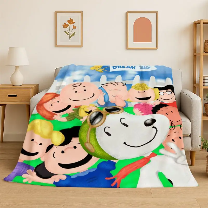 HD Funny S-Snoopy Cartoon Dog Flannel Blanket Soft Warm Throw Blanket for Bedroom Living Room Bed Travel office Picnic Fest Gift
