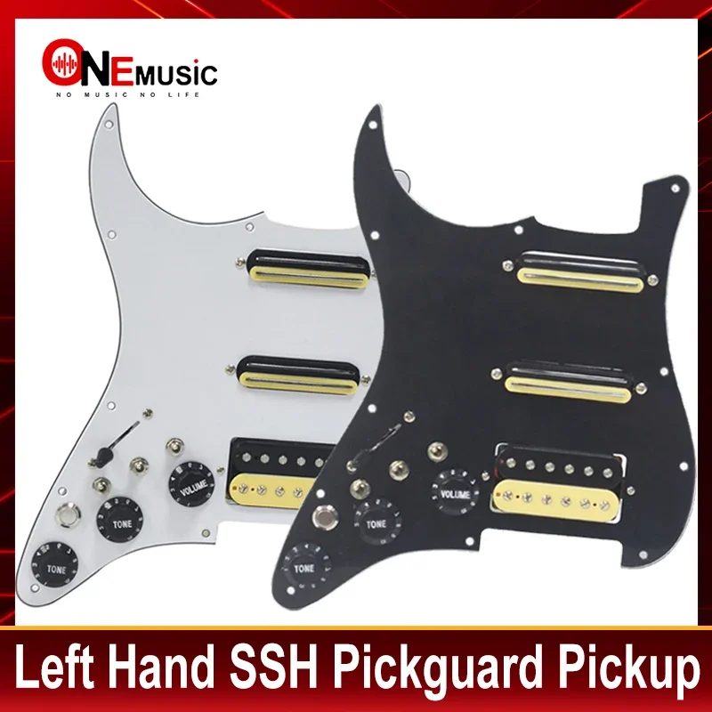 Left Hand SSH Electric Guitar Pickguard Two Mini Humbucker +ONE Humbucker(9K/9K/15K)+Silence Switch Loaded Prewired Scratchplate