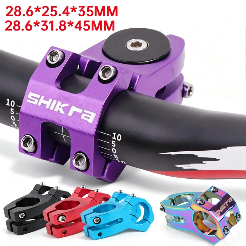 SHIKRA SK09 Stem Mtb Table Power Bicycle Road Short Power Mountain Bike Handlebar Stem 31.8*45MM 25.4*35MM Riser Handle Cycling