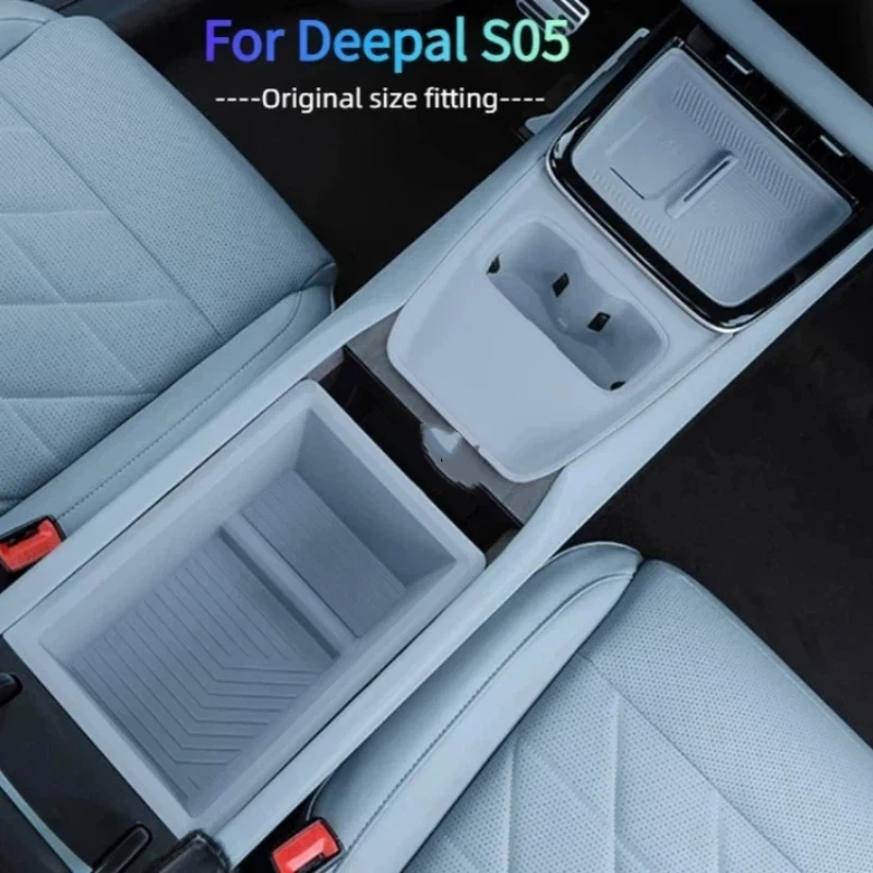 For Changan Deepal S05 2025 Center Console Lower Storage Box Wireless Charging Pad Water Holder Organizer Interior Accessories