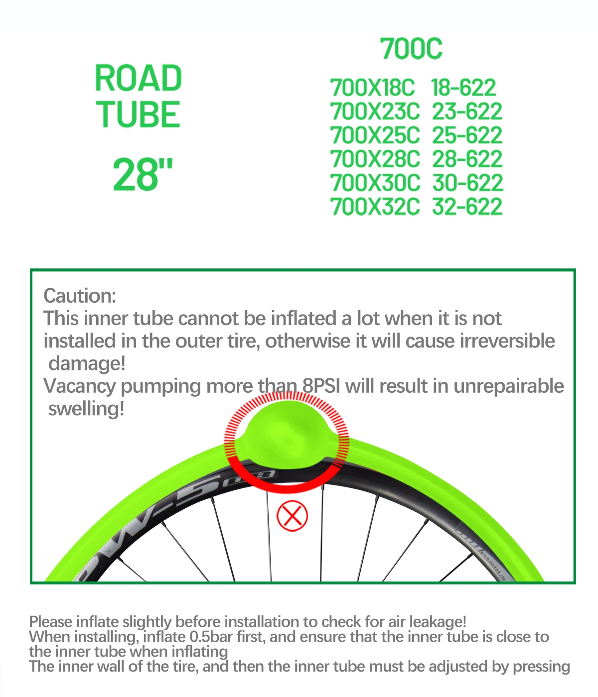 Ultralight Road Bicycle TPU Inner Tube 700C Bike Tire 28“ 700X18 23 25 28 30 32c Valve Length French 60mm 80m Pump Light CYCLami