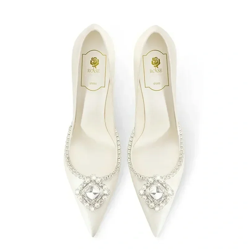 

10cm Radiant Luxury Wedding Shoes Womens Bridal Shoes White Water Diamond High Heels Dress Pumps Luxury Designer Shoes for Women
