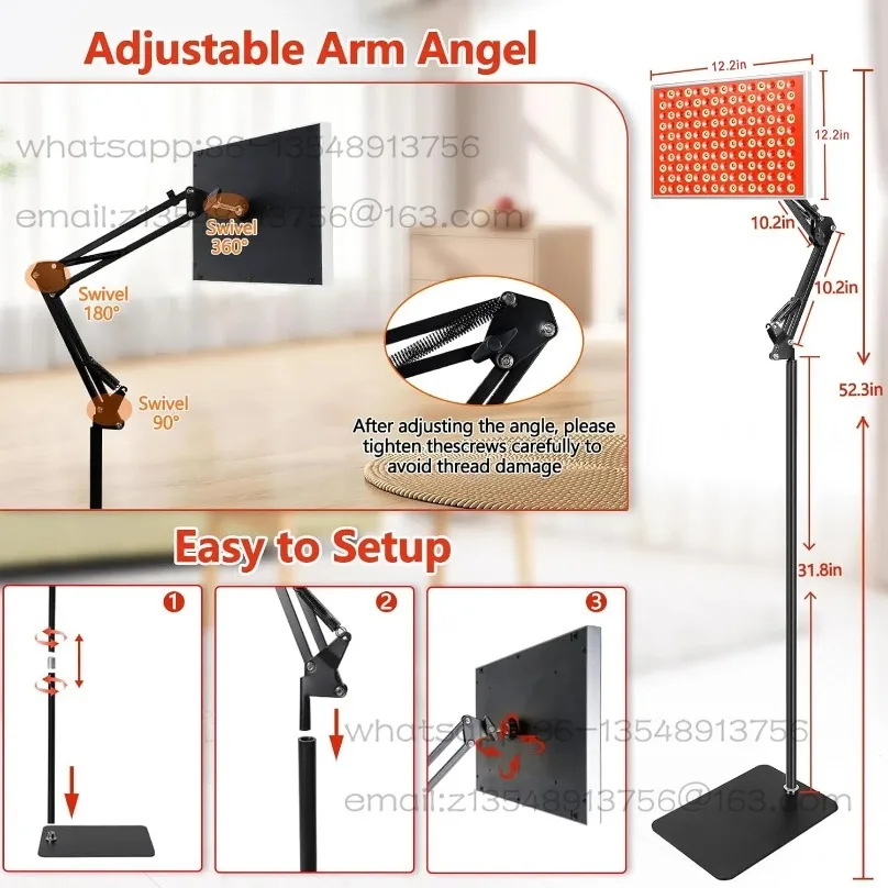 Large row of 45W floor-to-ceiling red light physiotherapy lamp 225 beads without telescopic oblique arm