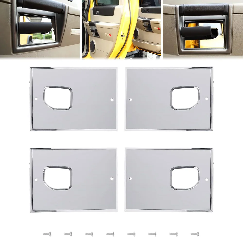 For Hummer H2 Smooth Chrome Billet Interior Door Handles Anti-Scratch Plate Cover Trim Accessories Compatible with 2003-2007