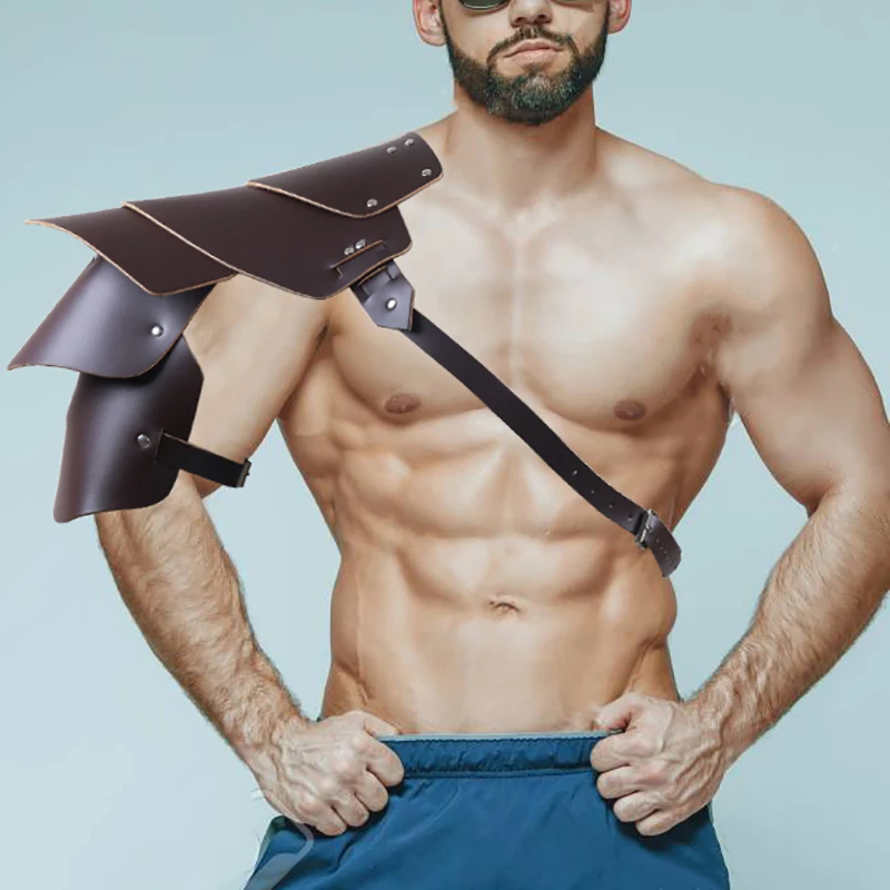 Medieval Retro Multi-Layered Leather Studded Shoulders Viking Style Warrior Shoulder Armor Halloween Costume Cosplay Armor