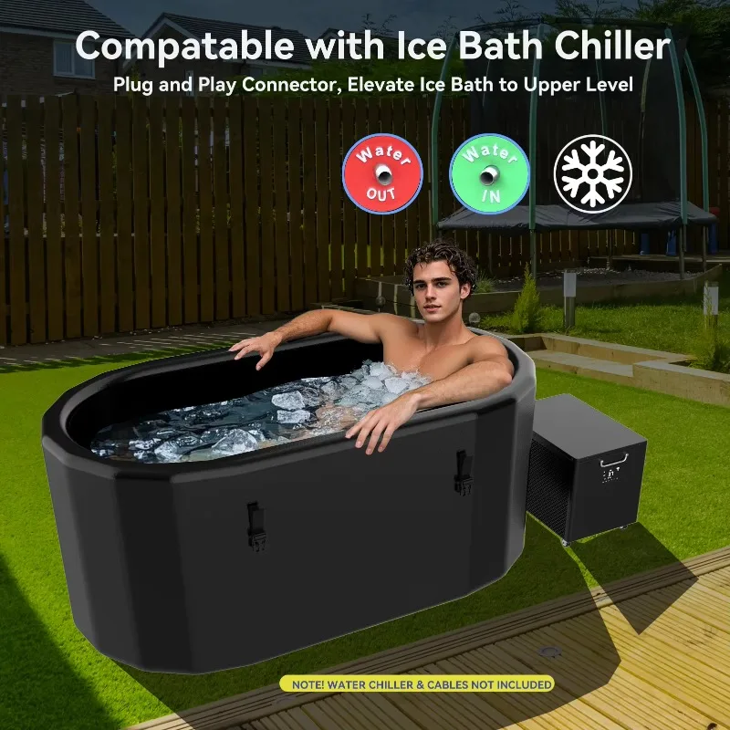 Portable ice bath tub, luxury portable cold water bath tub, recyclable bathtub, inflatable ice bath tub, portable PVC bathtub.