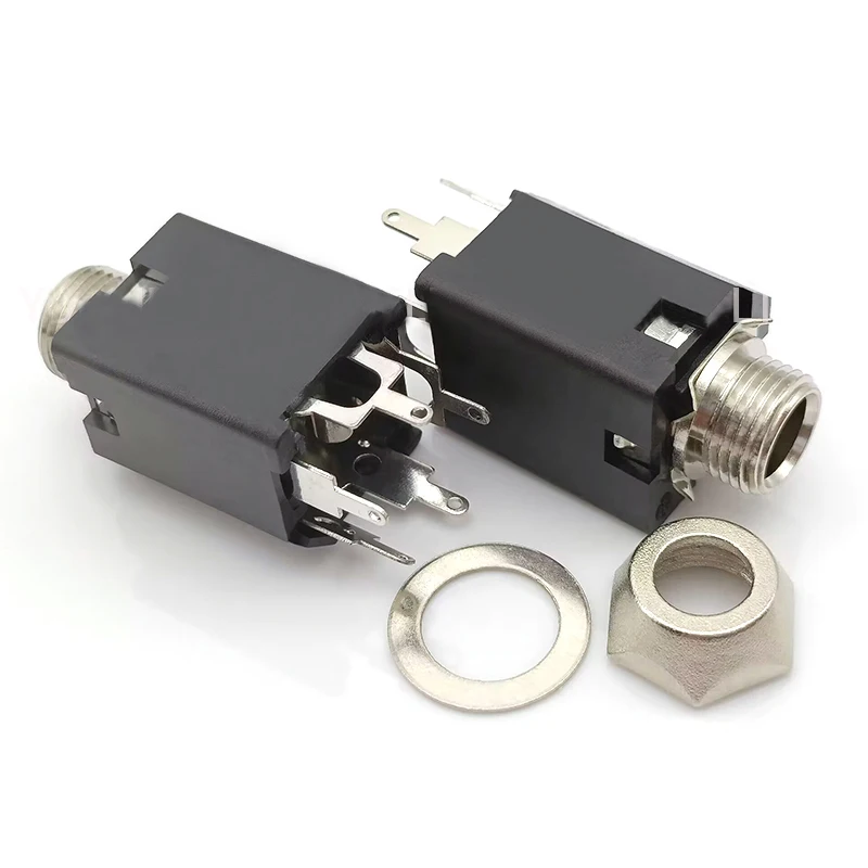 6.35mm headphone jack PJ-612G large nut installation dual-channel audio microphone socket