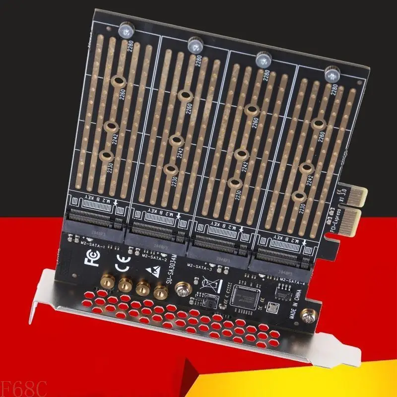 F68C PCIE 1x إلى 4 منفذ لـ M.2 B لبطاقة تمدد SSD الرئيسية لـ A MINING PCI-E لـ Express to NGFF ATA SSD RISER