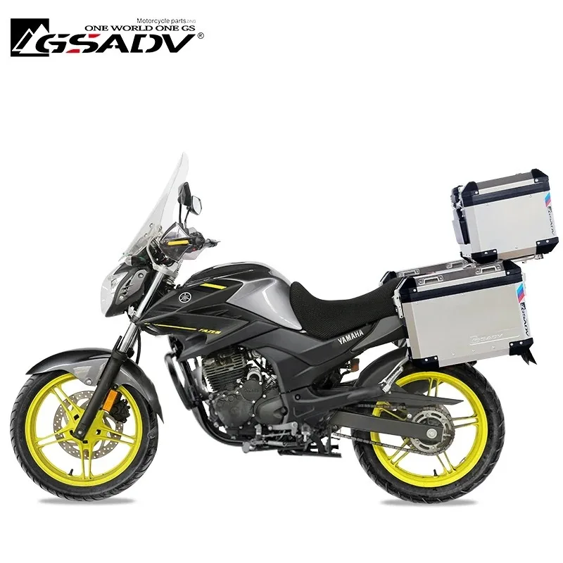 

Aluminum Motorcycle Rear Top Luggage Trunk Tail Box Motorcycle Boxes Pannier Storage Case Steel Bracket for YAMAHA YBR250