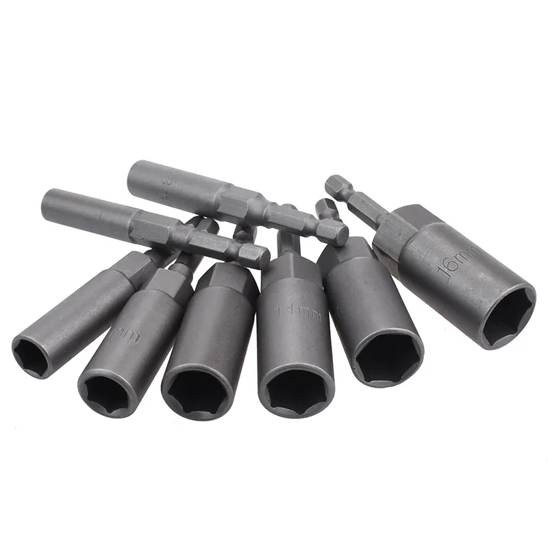 

1pcs 80mm/100mm Long 1/4 Inch deepen Hex Socket Nut Driver Setter 6mm-19mm Drill Bit Adapter Drill Bit For Electric Screwdriver
