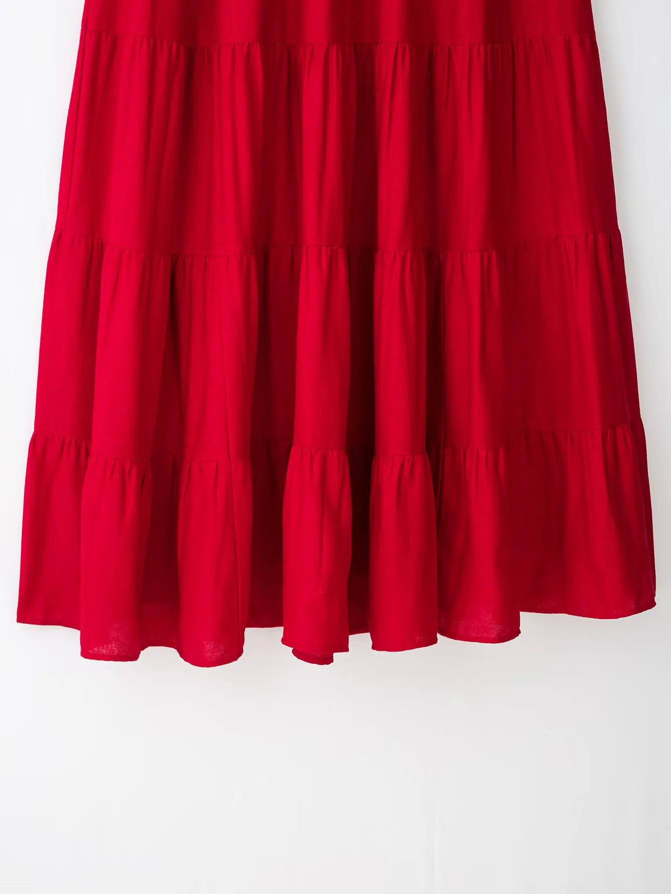 KONDALA Schicke Sommerliche Sexy Rote Damenanzüge mit Neckholder-Plissee-Weste + Langer Midirock mit Kordelzug – Modische Urlaubssets für Damen 2026 – Detail 20