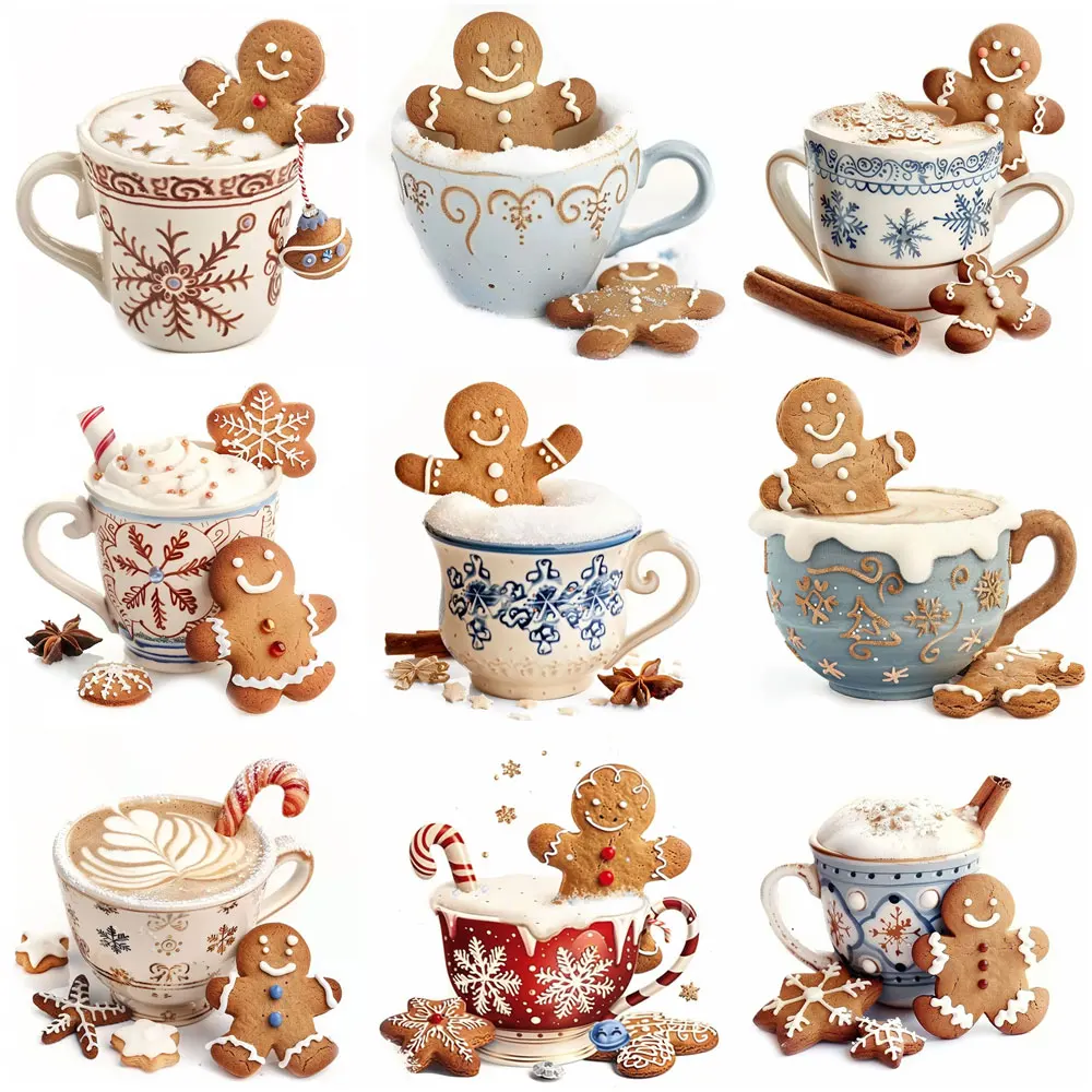 20pcs Christmas Coffee Cup Stickers Pack Varied for Kids Crafts Scrapbooking Luggage Laptop Aesthetic Decoration Graffiti Decals