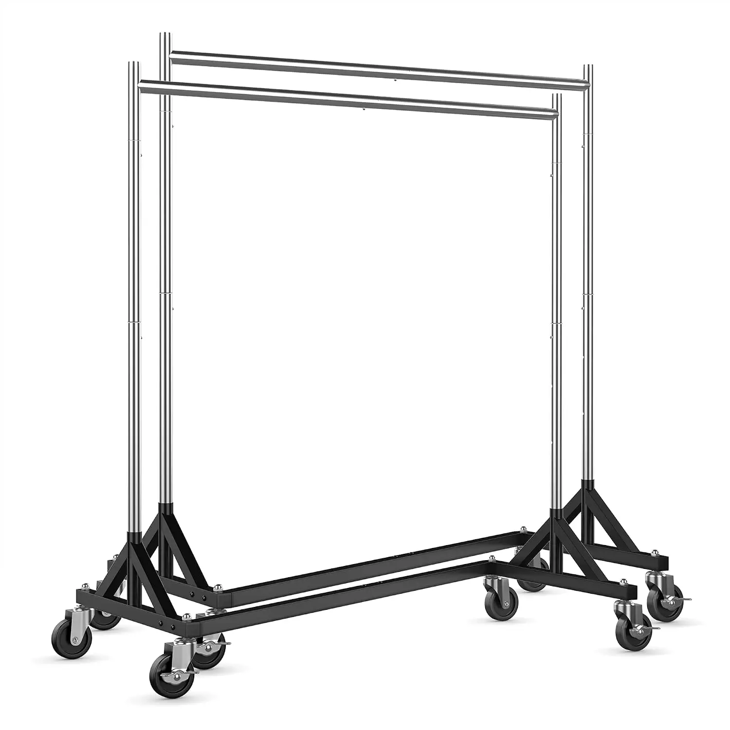 Height Adjustable Clothes Rack with Lockable Wheels Heavy Duty Garment Rack for Bedroom Laundry Balcony 71