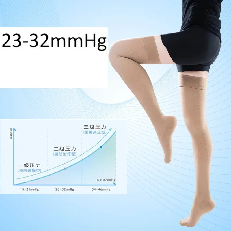 Women Footless Compression Stockings 23-32mmHg Gradient Pressure Leg Support Relieve Varicose Veins Edema Travel Leg Fatigue