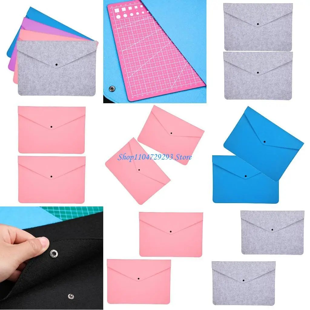 

Y2GD 2Pcs Expanding File Bag Felt File Folder, Document Organisers Folder Felt File Wallet Storage Pouches for Office School