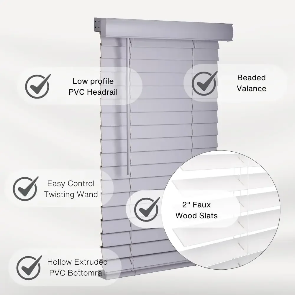 Cordless Faux Wood Blinds, 71