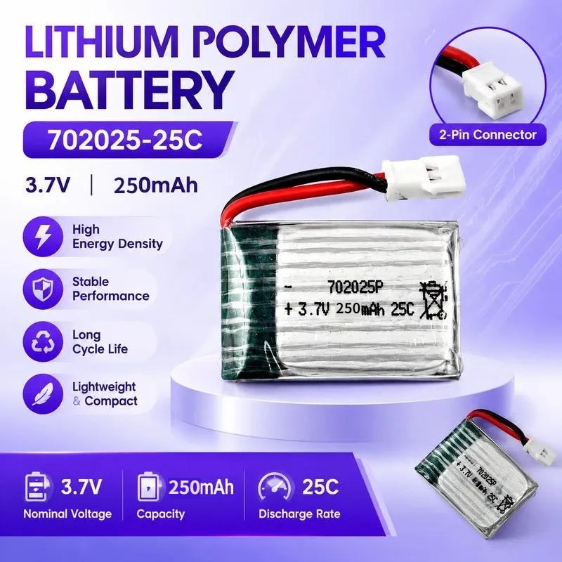 702025  3.7V 250mAh 25C High Rate Lithium Battery For Model Aircraft X4 X11 X13 RC Drone Spare Parts Supply