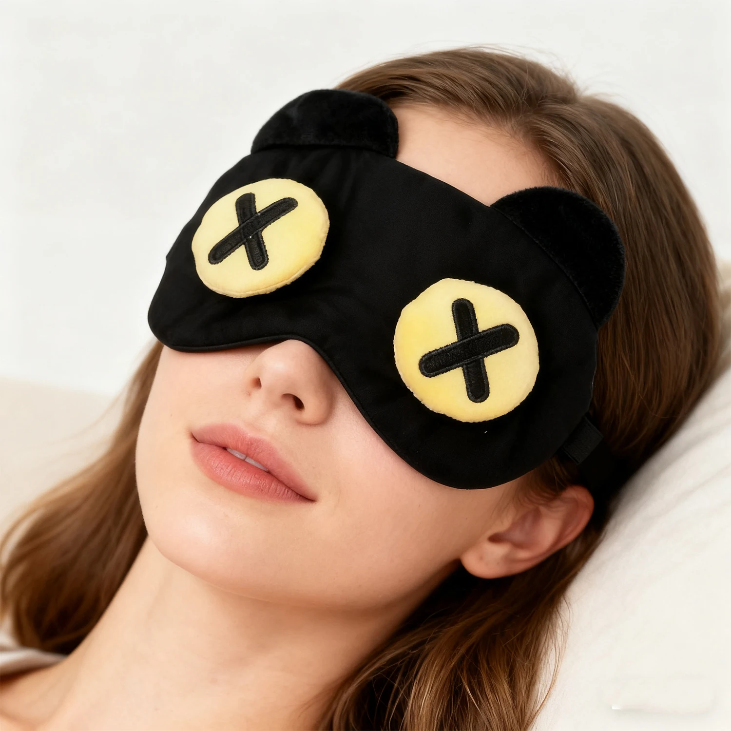 Máscara de ojos 3D de dibujos animados, ojos calmantes para dormir, fatiga, compresa cálida, Unisex, cómoda, ajustable, bloqueo de luz, máscaras para ojos