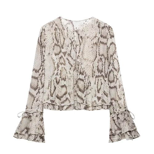 Imagen 2 del producto MYST & ZA2025, novedad de verano, ropa informal para mujer, moda cómoda, temperamento, estampado de animales, camisa, Top + Pantalones de pierna ancha