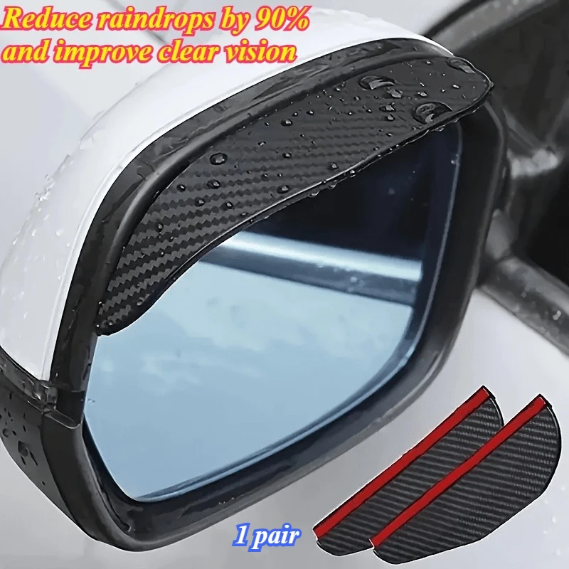 2PCS Universal Car Rearview Mirror Rain Eyebrow Guard Carbon Fiber Sun Visor Rain Shield Cover For Auto Rear View Mirror