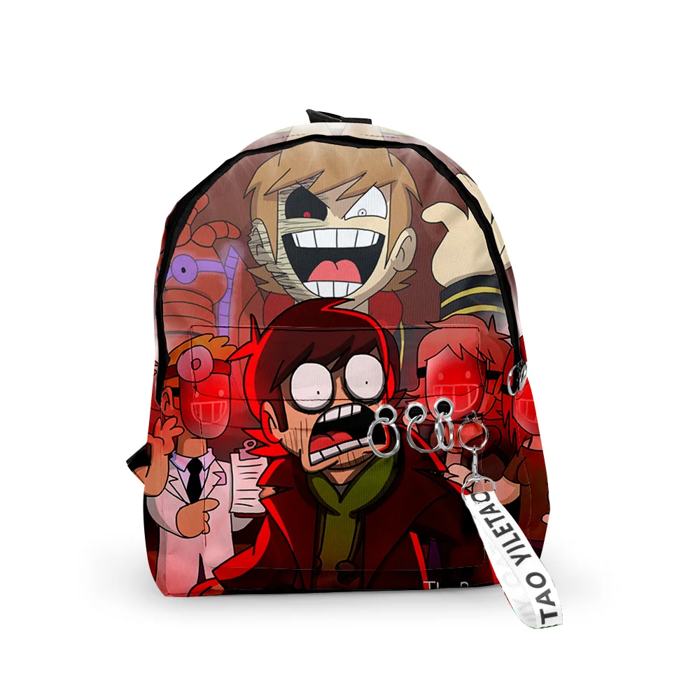 Harajuku Eddsworld Notebook Backpacks Boys/Girls pupil School Bags 3D Print Keychains Oxford Waterproof Cute Small Backpacks