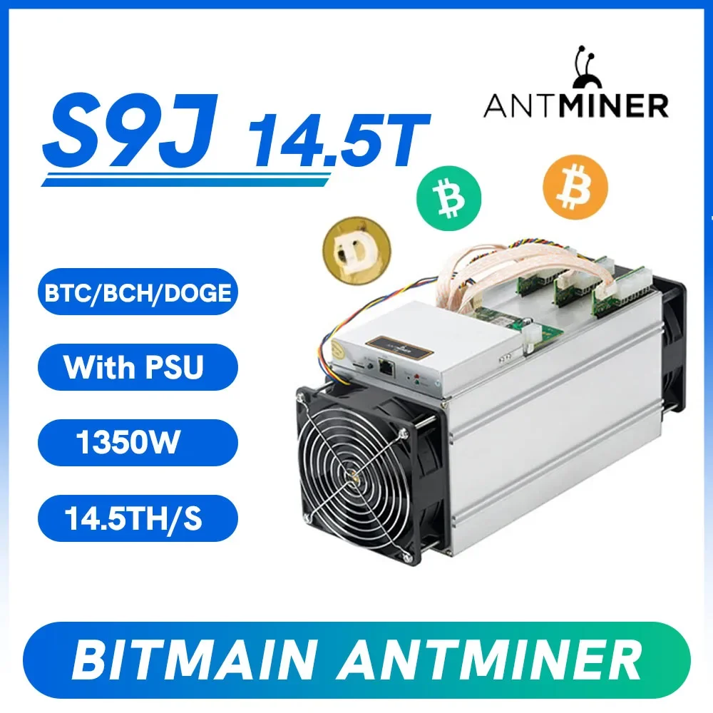 Bitmain Antminer S9J 14.5Th/s 1350W SH-256 BTC BHC DOGE Asic Miner Bitmain Crypto Mining Machines with PSU Than S9 S9i