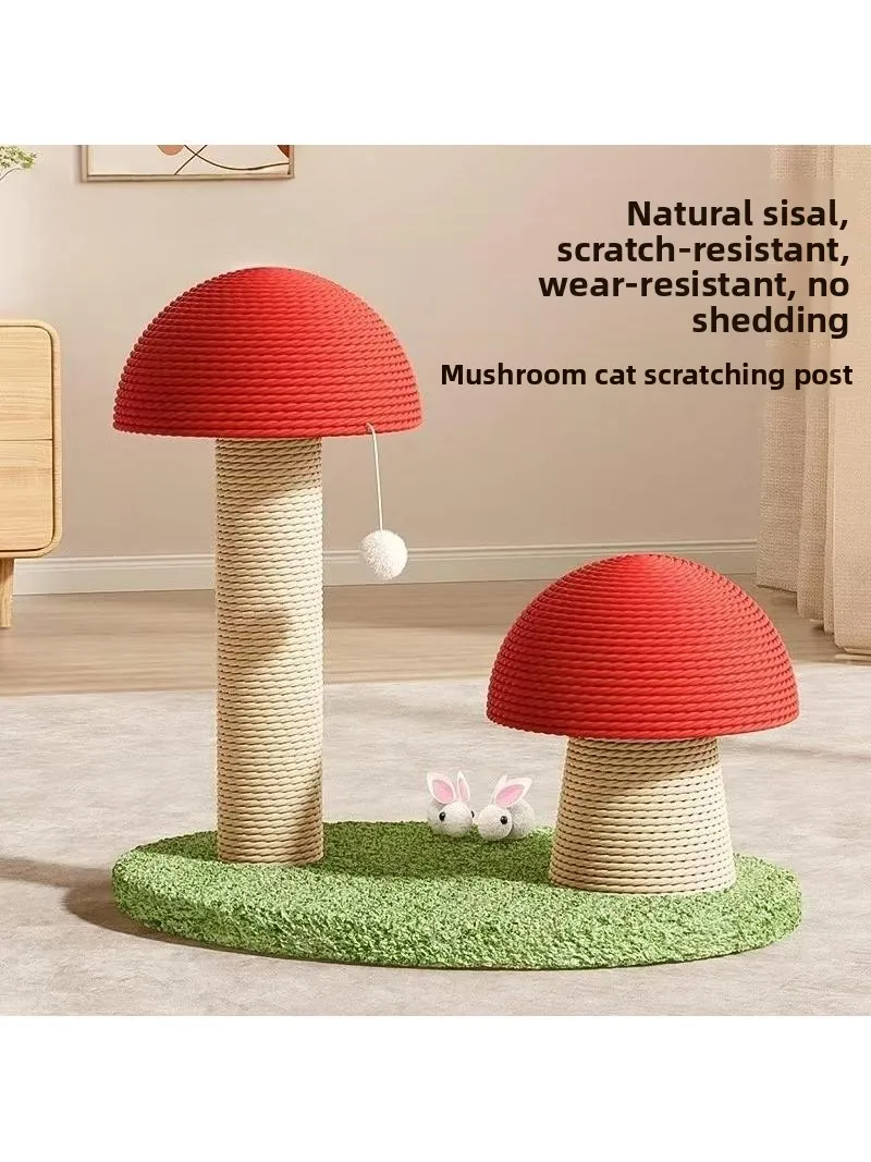 Mushroom Shaped  Scratching Post Durable Linen Rope Vertical  Nail File Non Shedding  Claw Board Pet Supplies