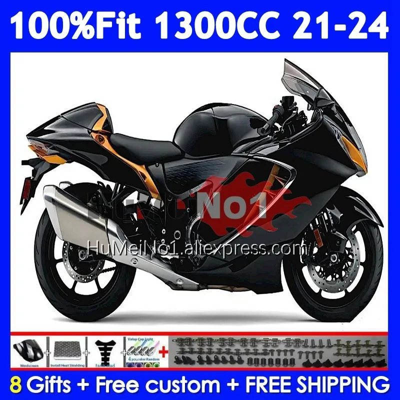 Glossy Black Injection Body For SUZUKI GSXR1300 Hayabusa GSXR 1300 CC 21 22 23 24 129No.0 GSXR-1300 2021 2022 2023 2024 Fairing