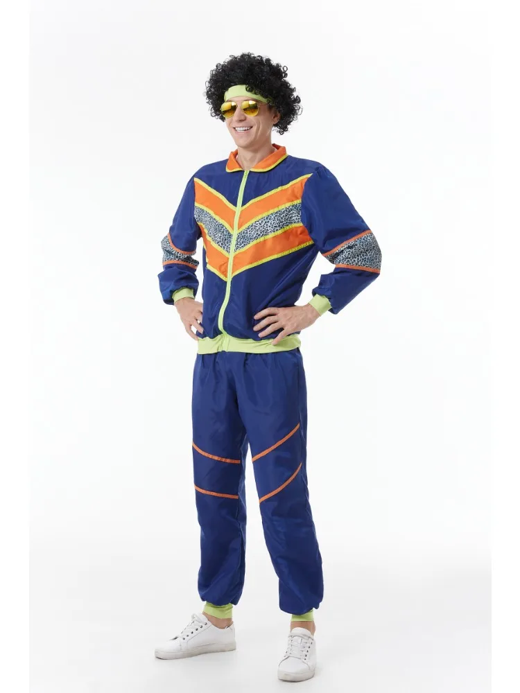 70er Jahre 80er Jahre Hippie Disco Cosplay Kostüm für Männer Hip Hop Sportswear Anzug Erwachsenen Purim Outfit Halloween Karneval Kostüm Party kleid