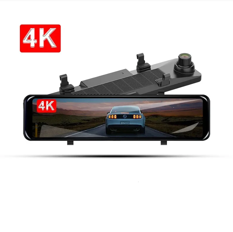 4K Night Vision Dual Lens Car Rear View Camera Car Black Box with GPS Touch Screen Stream Media Car HD Dash Camera