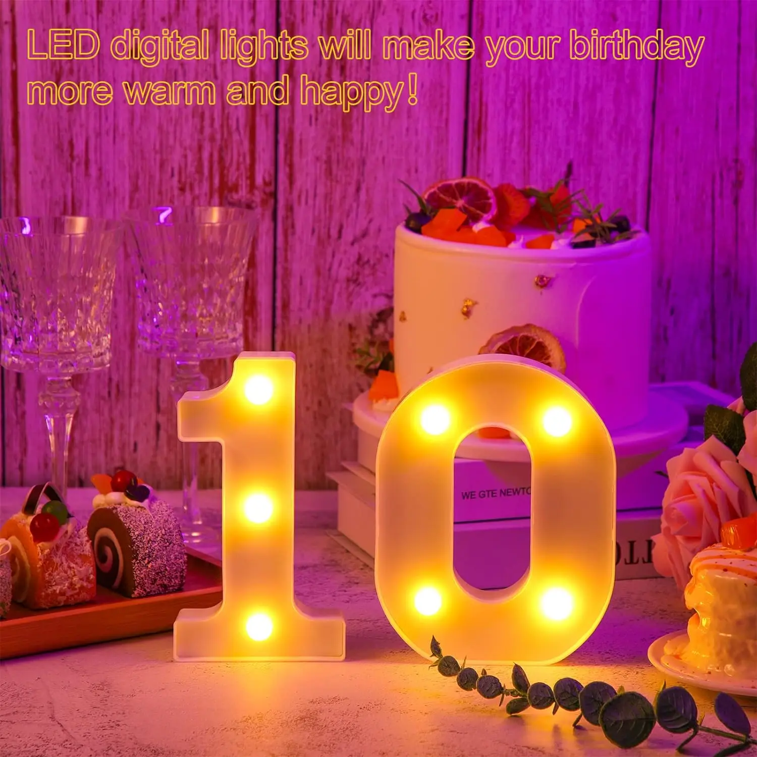 1pc 6.3 ''LED decorativo numero di luce 0-9 bianco plastica tendone luce notturna per la casa matrimonio festa di compleanno Xmas Festival Decor