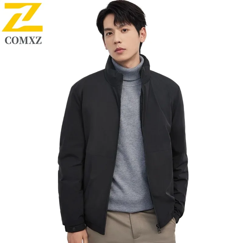 

COMXZ Мужской 90% белый утиный пух Высококачественный пуховик с воротником-стойкой Минималистичный повседневный пуховый водонепроницаемый ветрозащитный деловой пальто