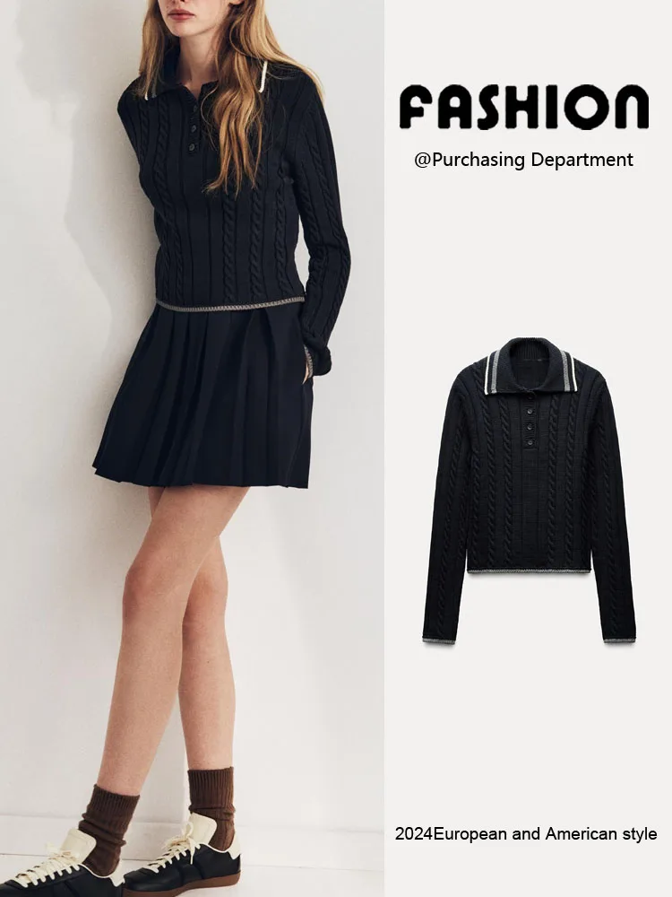

Spring 2025 New Women's Casual Long Sve Knitted irt Ele College Sle Knitwear Single Piece Commute Sle Pure ...