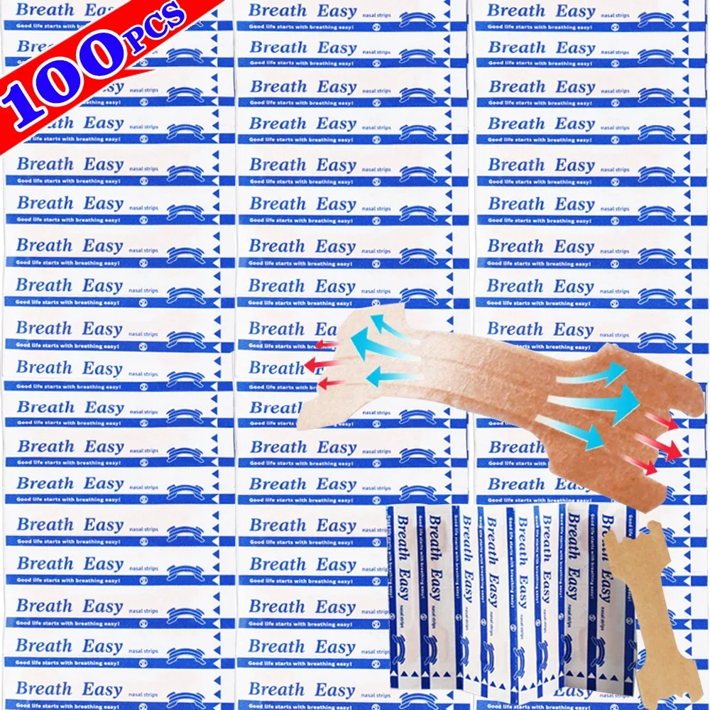 100PCS Breath Nasal Strips Right Aid Stop Snoring Nose Patch Good Sleeping Ventilation Nose Patch Easier Breath Adults Children